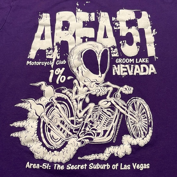 Area 51 Groom Lake Motorcycle Club 2015 T Shirt, Women Size M - Picture 1 of 11